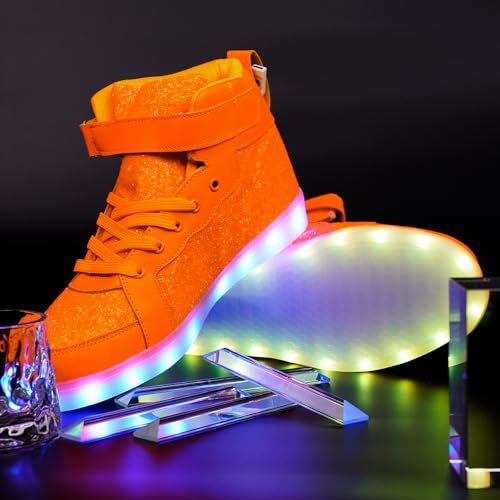 Image of Glitter Led Shoes Light Up Shoes High Top Sneakers for Women Men Flashing Dancing Shoes for Halloween Christmas Party with USB Charging