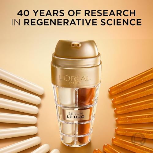 Image of L'Oreal Paris Age Perfect Serum Le Duo, Brightening, Firming and Anti-Aging Serum for Face with Collagen Peptide, Niacinamide, Vitamin C and B3, 1 fl oz + Sample
