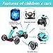 NEWDOOD Electric Go Kart for Kids Ages 3-6, Crazy Cart w/4 Non-Slip EVA Wheels, Adjustable Seat, Metal Frame, 4.8 MPH Max Speed, 12V Outdoor Ride on Toy, Folder Go Kart, Bluetooth & Lights, Aqua