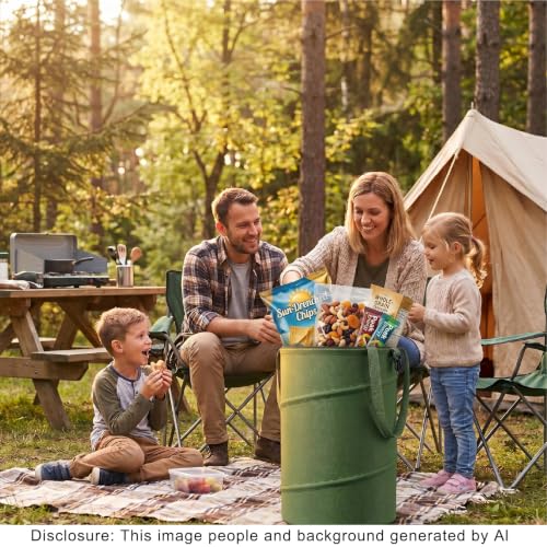 Image of Collapsible Trash Can 13 Gallon, Pop Up Trash Can with Zipper Lid | Heavy Duty 600D Oxford Fabric, Portable Outdoor Camping Trash Can, Foldable Recycle Bin for Home Garage Camping(13Gallon Lid)