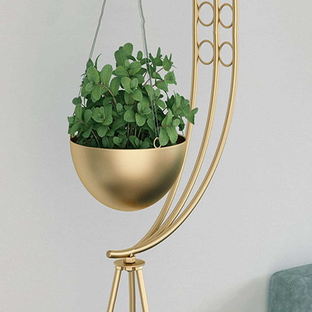Metall-Pflanzenhalter für drinnen und draußen, modernes Eisen-Blumentöpfe-Rack, multifunktionales Ausstellungsregal mit hängenden Pflanzgefäßen für Garten, Terrasse, Zimmer, Gold, Schwarz (Gold)
