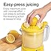 Proctor Silex Alex's Lemonade Stand Electric Citrus Juicer Machine, Large 34 oz. Pitcher, Pressure Activated, for Lemons, Limes and Oranges, 34 oz, Includes 2 Reamers & Recipe Book, Yellow (66341)