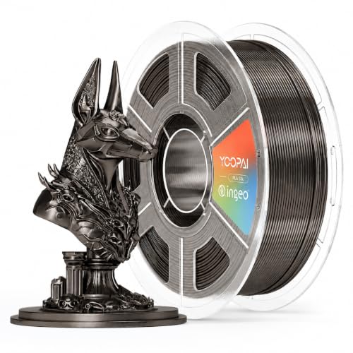 Image of PLA Silk Filament 1.75mm, Gloss Black, 1kg (2.2lbs) 3D Printer PLA Filament, ±0.02mm Dimensional Accuracy