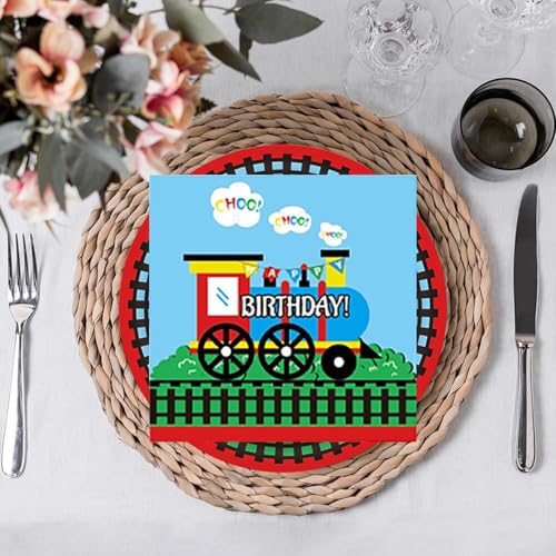 49Pcs Zug Geburtstag Party Supplies,Train Geburtstag Party Geschirr, Zug Partygeschirr Train Set,Teller Train Kindergeburtstag Deko Auto Pappteller Becher Servietten Tischdeko
