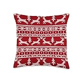 Holiday Fair Isle Ugly Christmas Sweater Cross Stitch Deer Throw Pillow