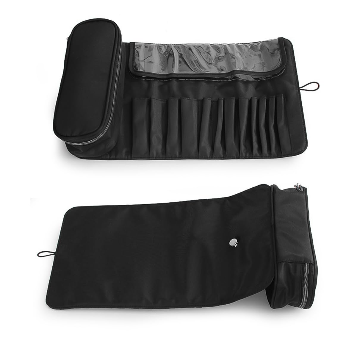 Hsthe Sea Foldable Makeup Brush Bag Travel Cosmetic Case for Brush Sets and Makeup Accessories -Black - Image 4
