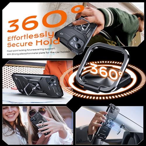 Image of Anqrp Heavy Duty Case for iPhone 11 Case with Enhanced Ring Holder Grip Stand, Military Grade Shockproof Rugged Drop Protective Silicone Hard Slim iPhone 11 Phone Case Cover, Matte Black