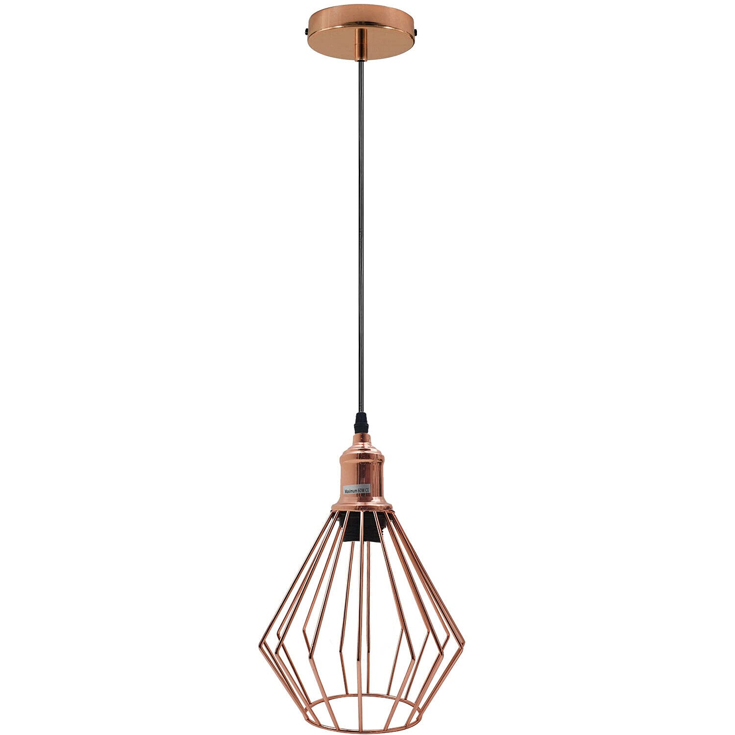 Ledsone Rose Gold Vintage Retro Ceiling Pendant Light Cluster Light Fitting Wire Cage Lampshades, E27 Holder Hanging Light Kit For Indoor Area (Rose Gold)
