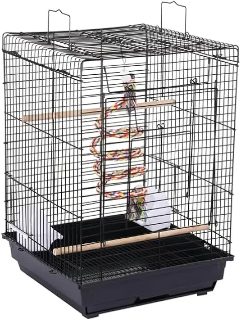 Cage pour perroquet Yaheetech 40x40x58 cm avec toit ouvrant et corde de jouet
