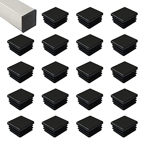 HJYZY 32 mm Tapas Plásticas Cuadradas Negro - Insertos de Tubos Para las Patas de la Mesa Sillas Muebles 20 piezas Cover