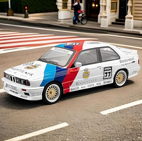 Image of Scale 1:24 BMW M3 Toy Car E30 Retro Rally Style Car Toy Pullback Sound-Light [Random Color] (Black, White, Pack of: 1)