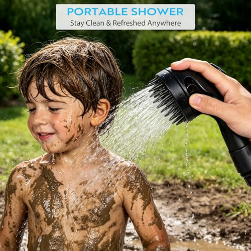 Ducha portátil 8L, 45 PSI, con cepillo para mascotas y cabezal de spray encendido/apagado miniatura 4
