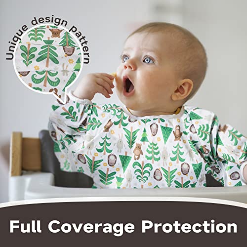 Paw Legend Long Sleeved Baby Bib - No Leak Bib For Babies - Toddler Bib For Eating (6-24 Months) With Pocket, Smock, Hedgehog #TOP1