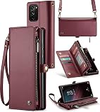ASAPDOS Samsung Galaxy Note 20 6.7" 5G Case Wallet,Retro PU Leather Strap Wristlet Flip Case with Ma