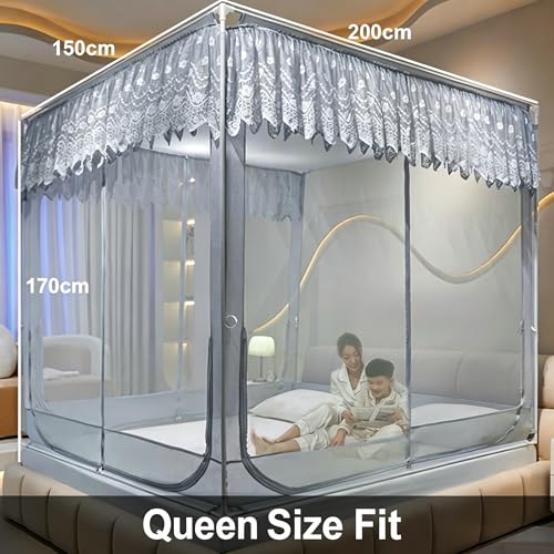 Image of Dawnwake Mosquito Net, Anti-Fall Mosquito Neting Bed for Babies /Adult /Outdoor,Portable Foldable Travel /Camping Mosquito Net Tent, Suit for King Size Bed (Blue, 200 * 150cm)