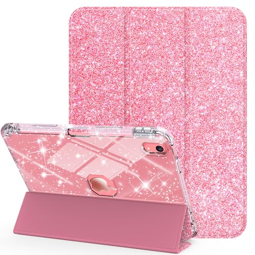 Étui iPad 8ème génération 10.2 rose - Coque rigide silicone à paillettes