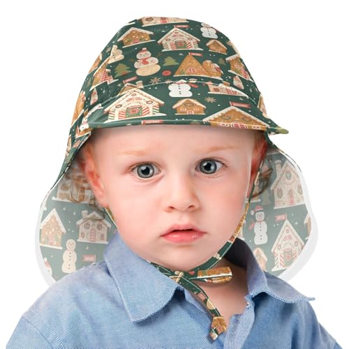 Baby Beach Hat Boy Beach Unique Girls UPF 50 Adjustable Travel Essentials Christmas Gingerbread Men Snowmen2