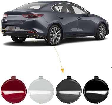 Car Rear Bumper Tow Hook Cover Fit for Mazda 3 Axela 2019 2020 2021 Towing Eye Cap Trailer Cover BDTS-50-EL1-BB BDTS50EL1BB Gray, Left Side Side