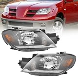 YINZINR Halogen Front Headlight Assembly, For 2003-2006 Mitsubishi Outlander LS/XLS Headlamp MN133515, MN133516 (Driver+Passenger Side)