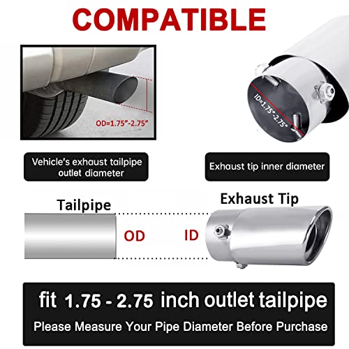 Image of Dsycar Adjustable 1.75-2.75 Inch Inlet Exhaust Tips, 3.5 inch Oval Outlet