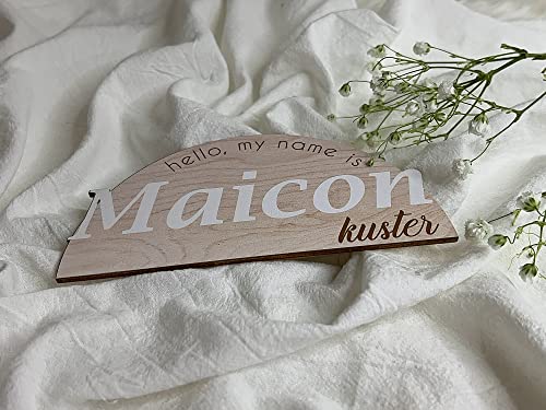 Hello My Name Is Wooden Arch Cutout, Birth Announcement, Baby Name Announcement, Hospital Announcement #TOP7