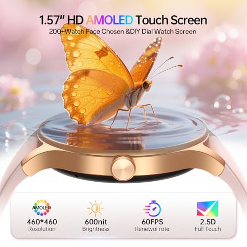 Smart Watch for Women,1.57inch AMOLED Touchscreen Fitness Watch for iPhone & Android,Heart Rate/Sp02/Sleep Monitor,110+  - Additional View