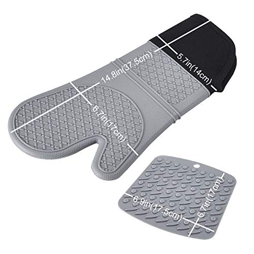 image for HmiL-U Silicone Oven Mitts | Pot Holders-1 Pair of Extra Long Heat Res