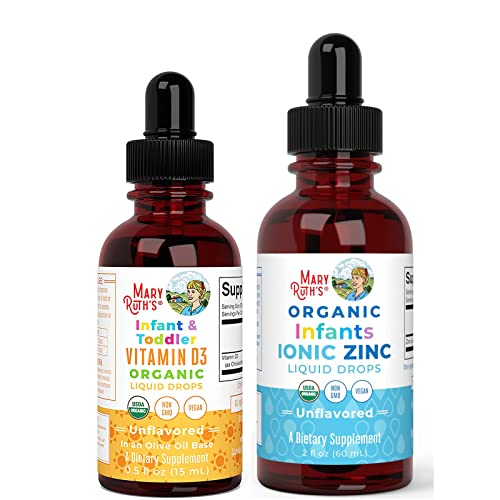 Usda Organic Vitamin D3 & Liquid Ionic Zinc For Infants & Toddlers Bundle By Maryruth's | Immune Support | Vitamin D3 Supplement | Vegan | Gluten Free | Non-Gmo #TOP8