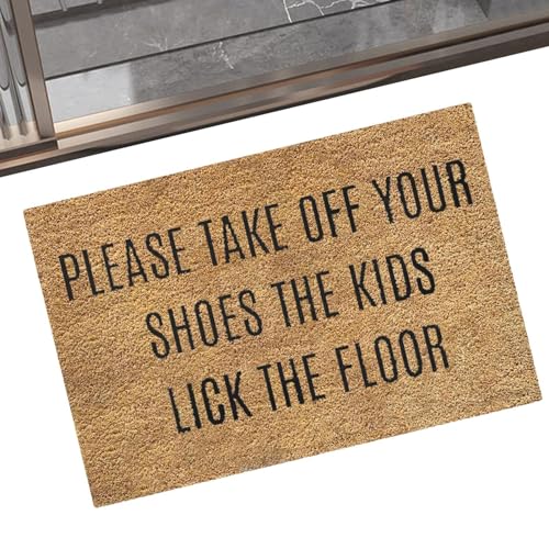 Divertido felpudo de bienvenida para puerta delantera, por favor, quítate los zapatos, los niños lamerán el suelo, tapete antideslizante para puerta delantera al aire libre, patio, entrada, hogar,