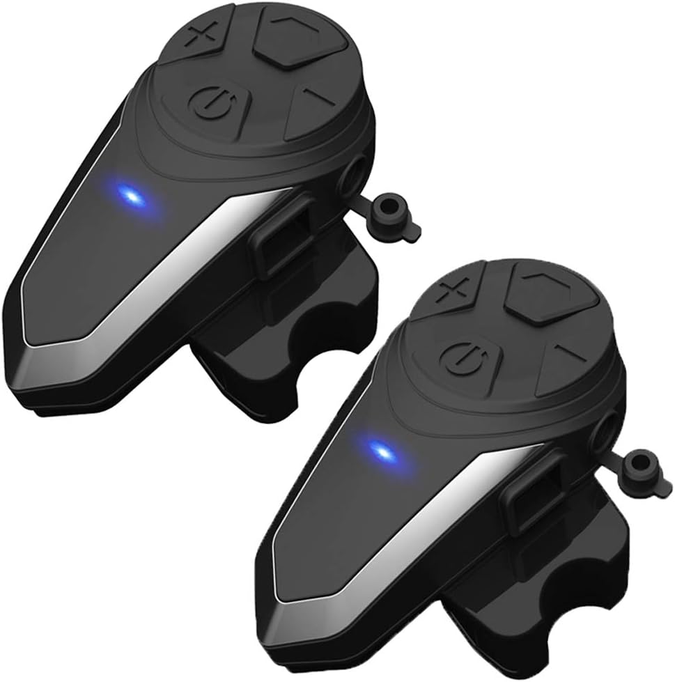 THOKWOK Motorcycle Bluetooth Headset, BT-S3 1000m 3 Riders Group Motorbike Helmet Bluetooth Communication System Headphones for Ski Universal Wireless Interphone Intercom(New Version,Pack 2)