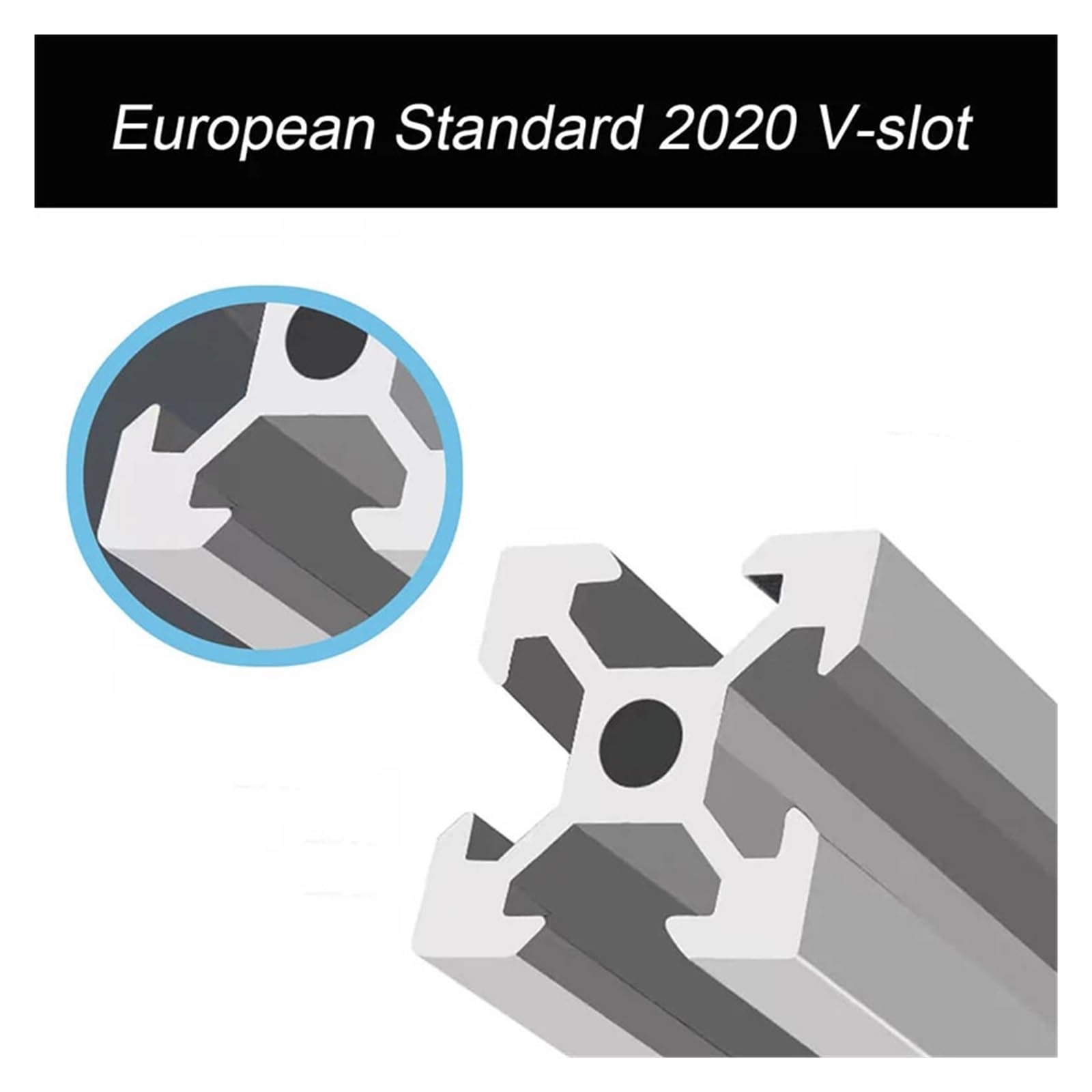 Extrusión de perfil aluminio plateado estándar europeo, ranura 2020 V, carril lineal for impresora 3D CNC, bricolaje, 1/4 Uds(550mm,4Pcs 2020 V-Slot)