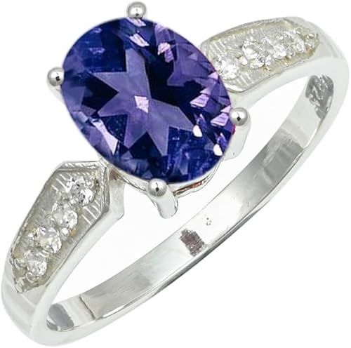SILVERNROCK Tanzanite Lab Grown Gemstone Silver plated Medit