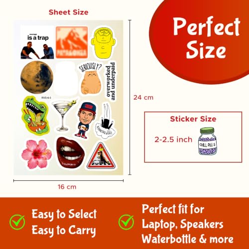 Image of CodersParadise Random Stickers Pack of 55, Vinyl Decorative Decals for Laptop, Water Bottle, Phone Case, Journal, Notebook, Scrapbook, Luggage, Helmet, Bike and DIY Craft Projects