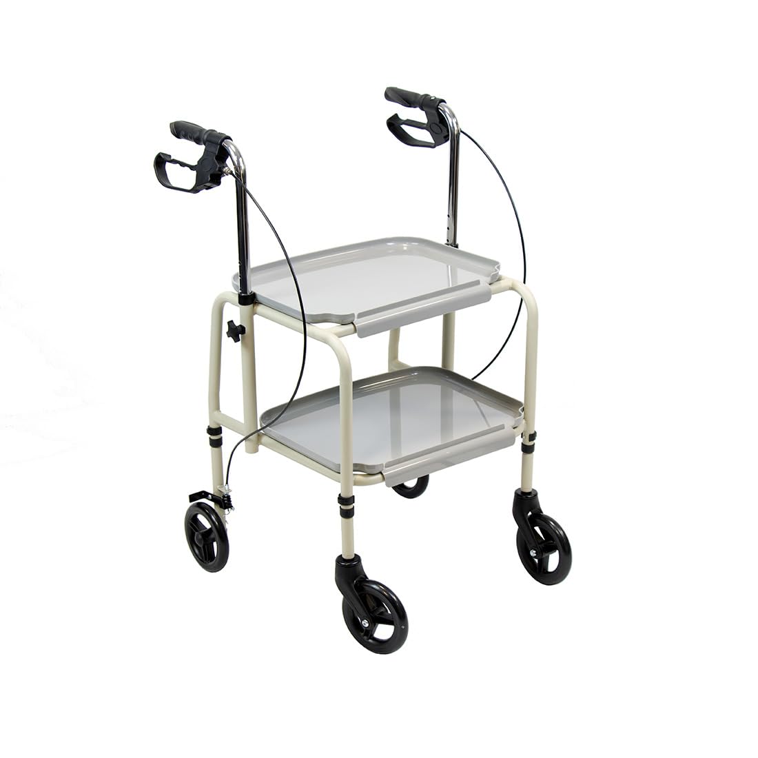 NRS Healthcare Home Helper Wheeled Trolley with Brakes for Support & Stability, Optimum to Safely Transfer Meals, Drinks etc in the Home, Height Adjustable & Easy to Clean Removable Trays