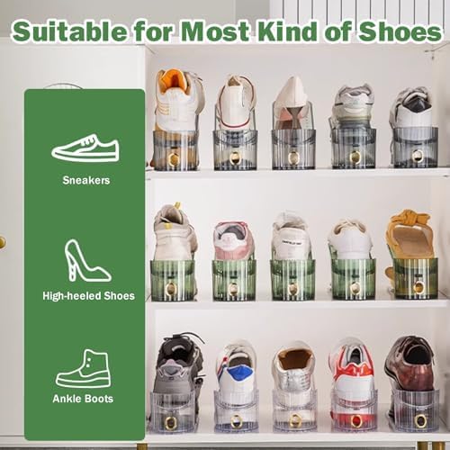 Miniatura 7 de Organizador de ranura para zapatos, apilador de zapatos ajustable para un par de zapatos, soporte para zapatos ahorrador de espacio, zapatero de