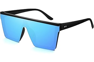 Fashionable Flat Top Shield Sunglasses for Women and Men