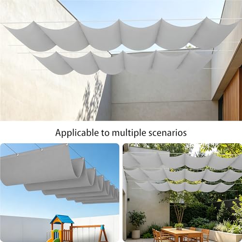Voile ombrage rétractable vague toile imperméable bâche terrasse extérieur gris