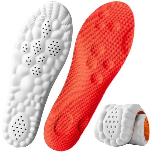 Image of 4D Cloud Steppers Insoles for Men and Women, Arch Support Insoles, Memory Foam Insoles, Shock Absorption and Cushioning Sports Shoe Insoles (Orange, M (Men 7-8 / Women 8-9)