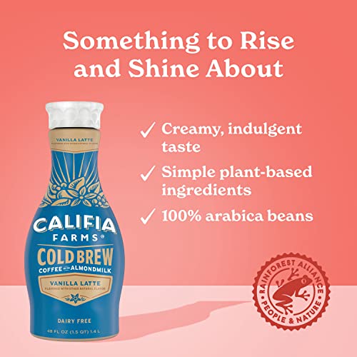 Califia Farms - Vanilla Latte Cold Brew Coffee With Almond Milk, 48 Oz, 100% Arabica, Dairy Free, Plant Based, Vegan, Gluten Free, Non Gmo, Iced Coffee #TOP2