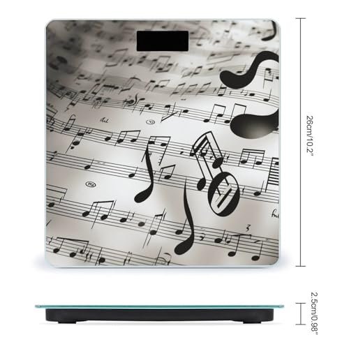 Báscula digital de baño con diseño de notas musicales miniatura 2