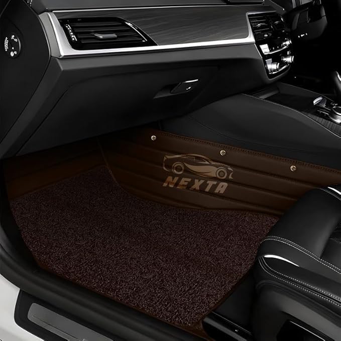 Image of Premium 12D Car Foot Mat for VinFast VF MPV 7-7 Seater (All 3 Rows) | Luxury Leather | Double Layered | Waterproof and Washable | Custom Fit | Detachable Grass Mat | Coffee