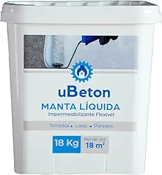 Manta Líquida Impermeabilizante Flexível Emborrachada - Parede Laje Telhado-Balde 18kg - Ubeton
