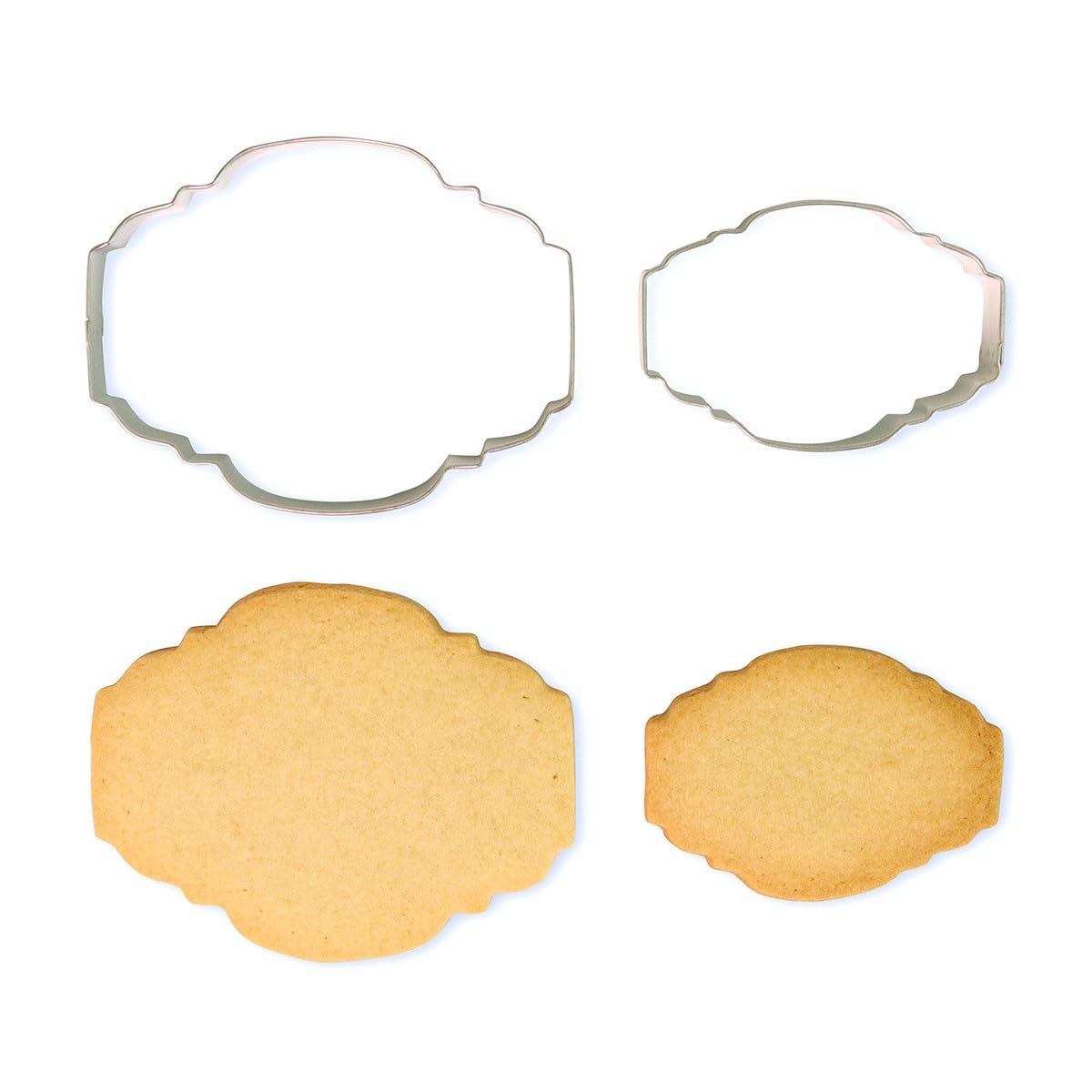 PME Cookie and Cake Plaque Cutter-Style 2-Set of 2, Silver