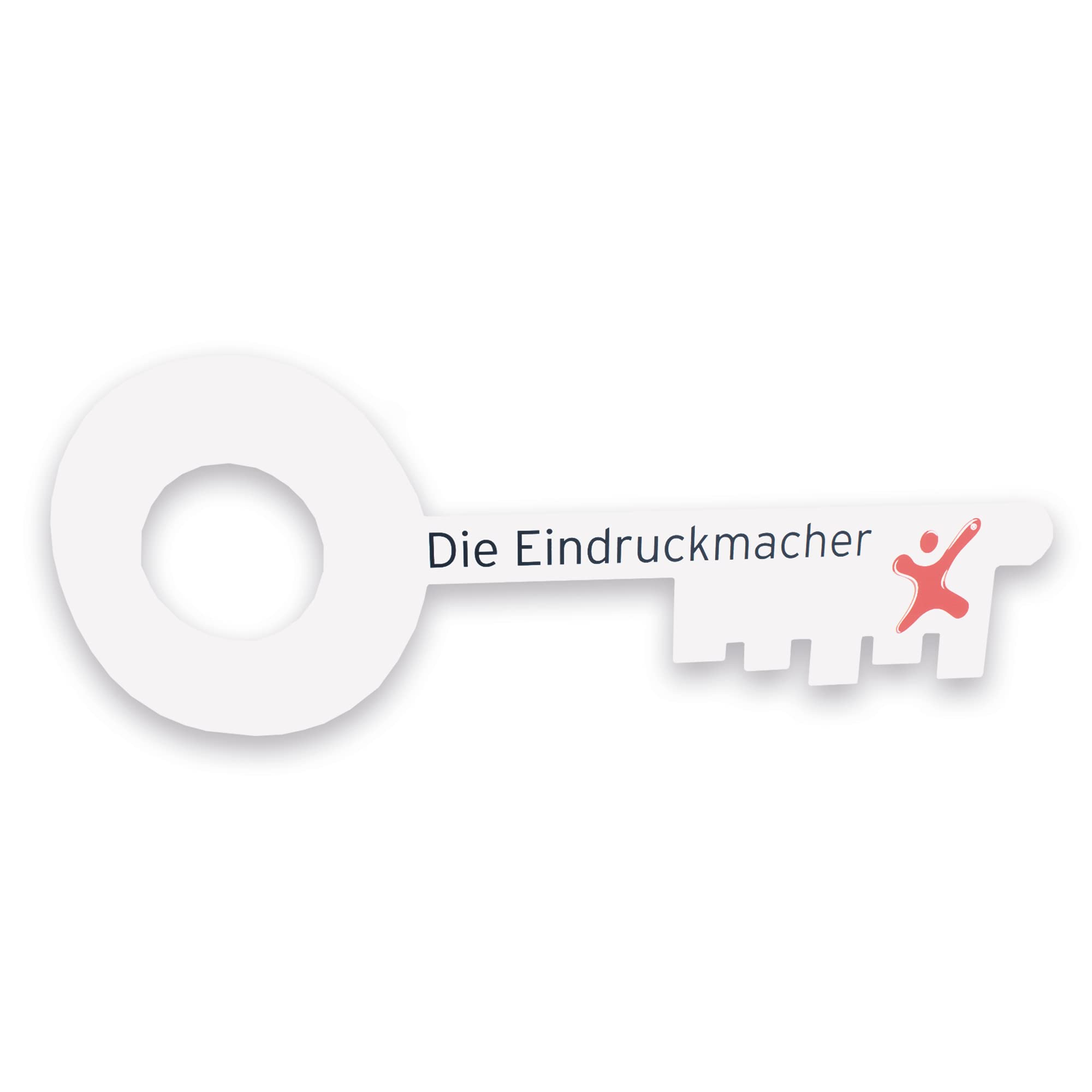 Übergabeschlüssel, symbolischer antiker Schlüssel, auf 10 mm stabiler Hartschaumplatte weiß, personalisiert mit Logo und Text bedruckt