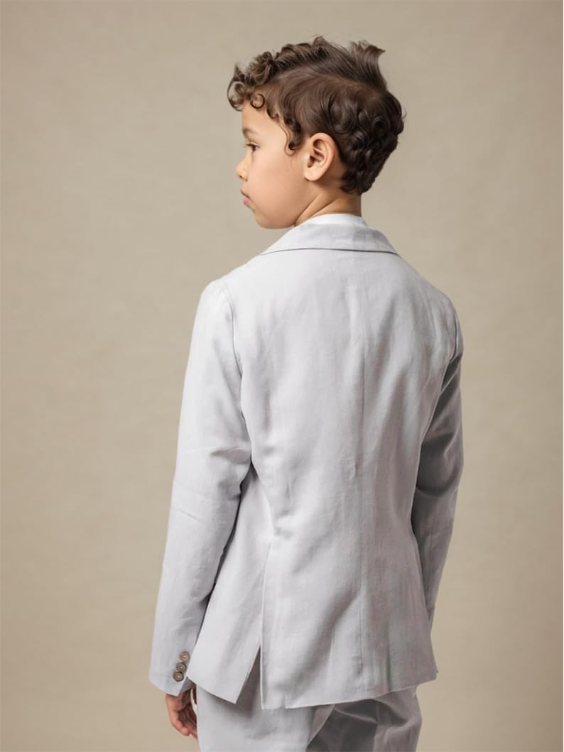 Costume de baptême 3 pièces pour garçons - Smoking pour enfants - Costume de bal de fin d'année - Costume blanc argenté - Costume à carreaux pour garçons - Smoking de mariage