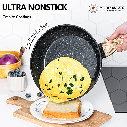 MICHELANGELO Granite Pots and Pans Set Nonstick, 13 Piece Kitchen Cookware Sets with Ultra Nonstick Coatings, Non Toxic Cookware Set with Spatula, Spoon, Pasta Spoon and 2 Cotton Gloves - Thumbnail 2