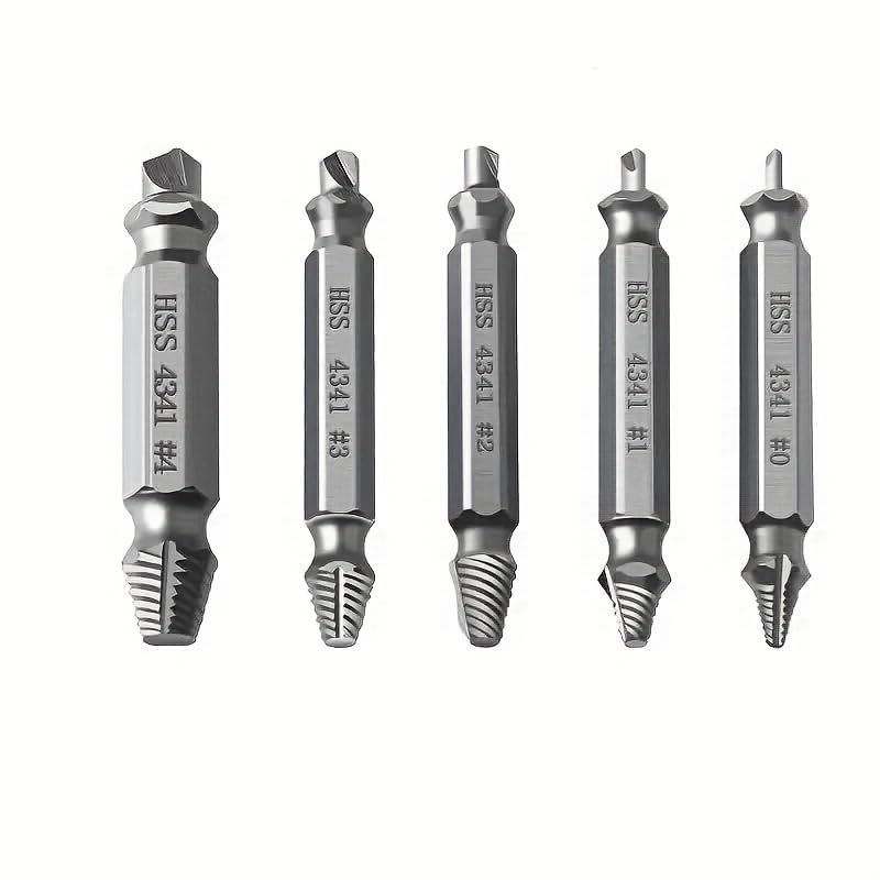 5pcs Damaged Screw Extractor Drill Bit High Speed Steel for Stripped Screws and Bolts with Storage Case