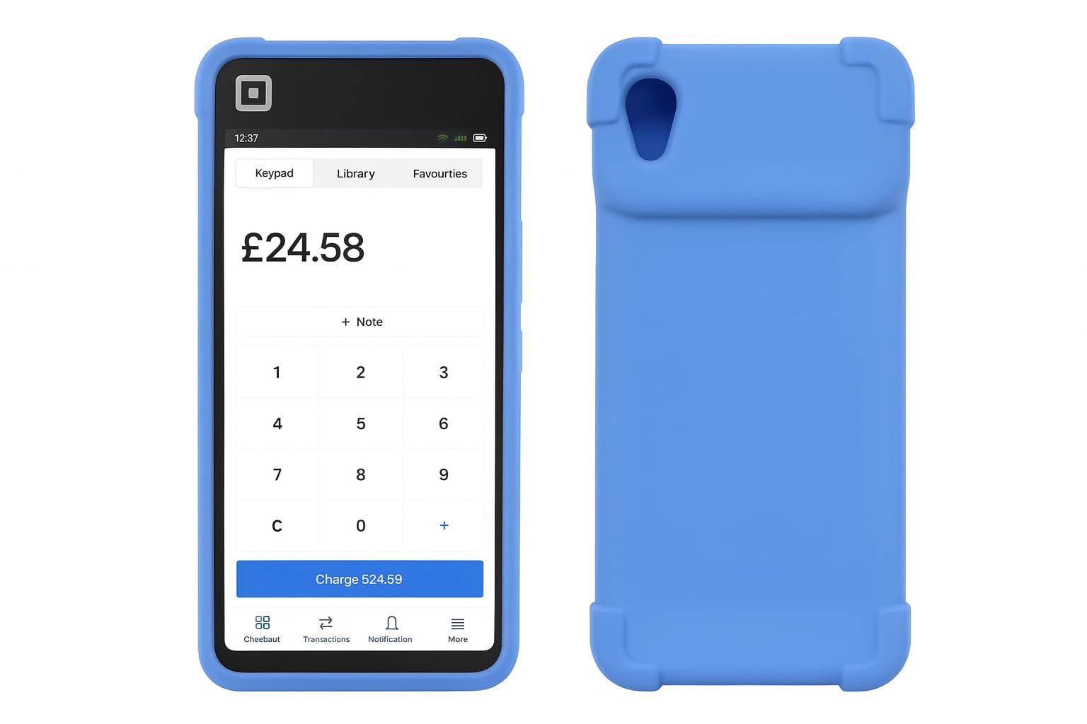 Funda para parachoques con protector de pantalla en azul pastel de mano cuadrada 3