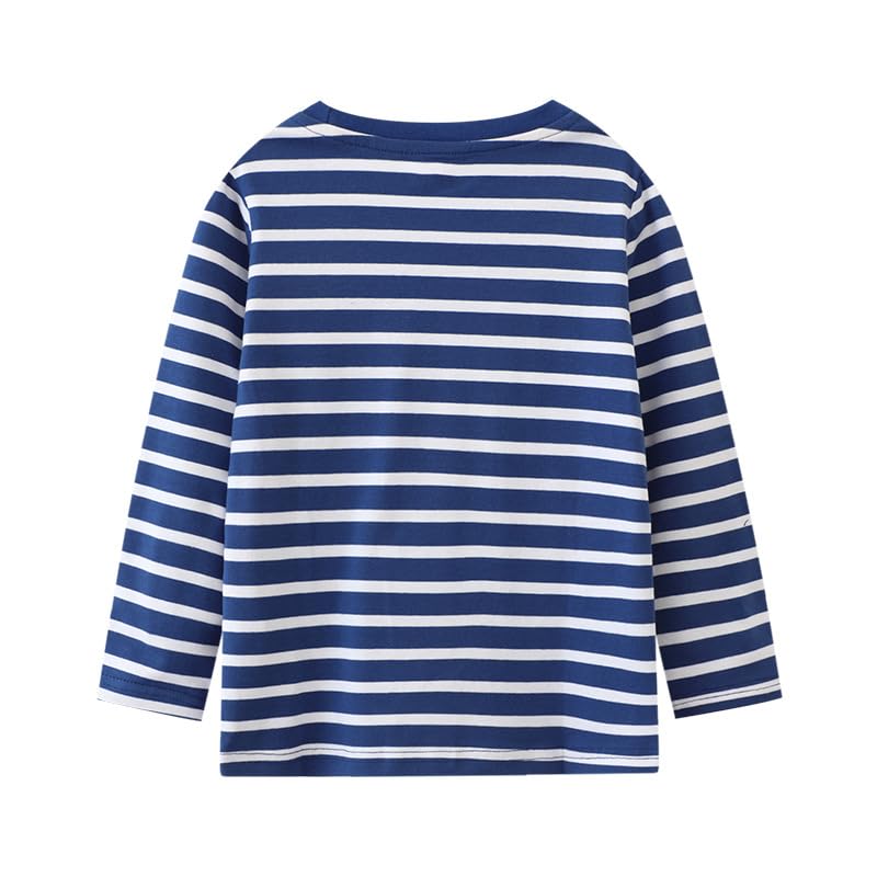 Toddler Boys Striped Long Sleeve Cotton Casual Sweater Crewneck Cute Cartoon Pullover Shirts Tops2