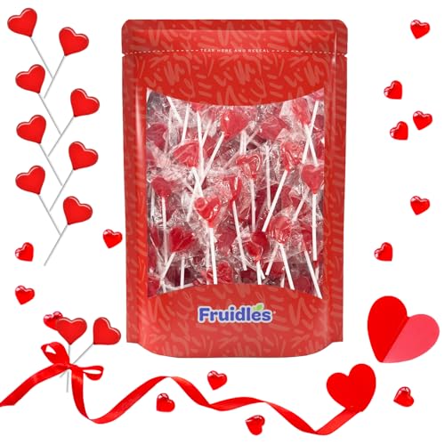 Fruidles Valentines Day Lollipops Mini Red Heart Shaped Strawberry Flavored Lollipop thumb #2